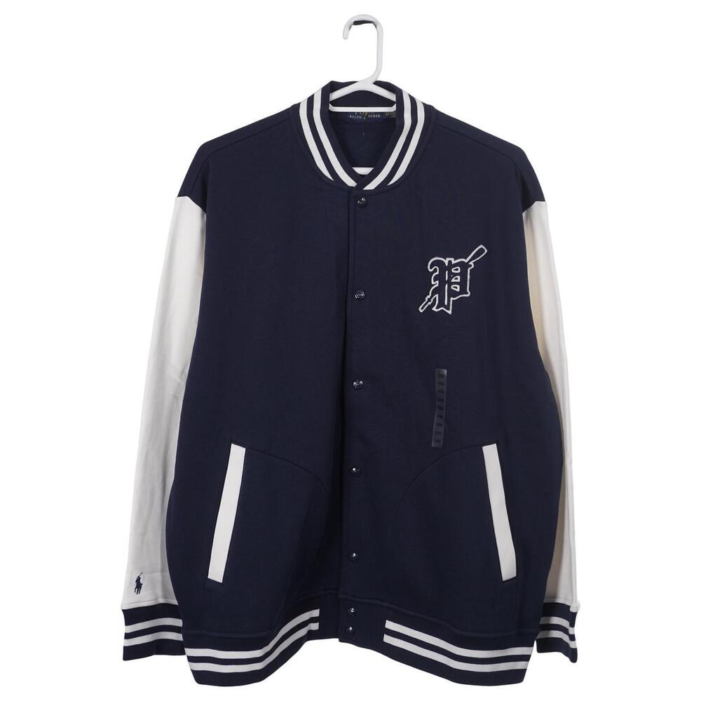 NWOT Polo Ralph Lauren Varsity Jacket 2XB Navy Blue Snap Letterman Baseball